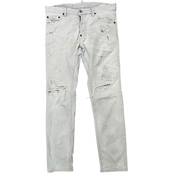 Dsquared2 Distressed Light Gray Jeans